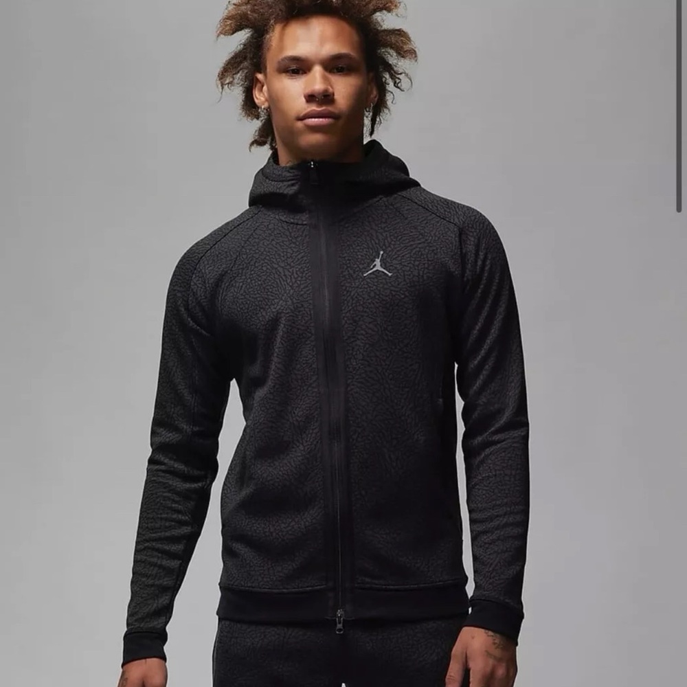 Air Jordan Dri-Fit Slim Men Sz L  Sport Hoodie Elephant Print Gray/Black Nike